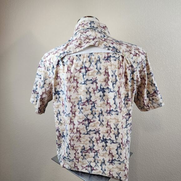 Exofficio Mens Medium Short Sleeve Fish Vented Outdoor Shirt Eyeglass Cloth - Picture 5 of 14
